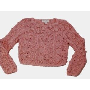 Hand Knit For The Limited Pink Powder Puff  Sweater Size Small Petite